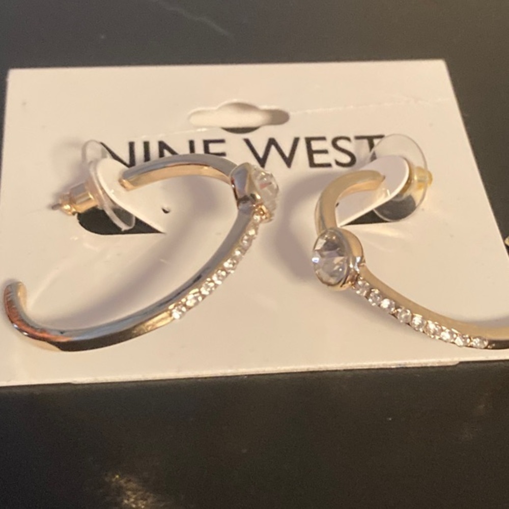 Nine West Gold and Silver Hoop Earrings - Picture 2 of 2